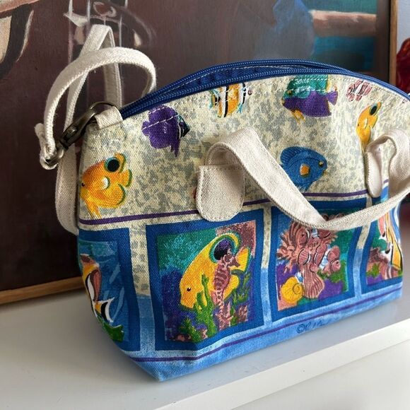 Paul Brent Coastal Life Nautical Fish Canvas Crossbody Bag - Picture 8 of 16